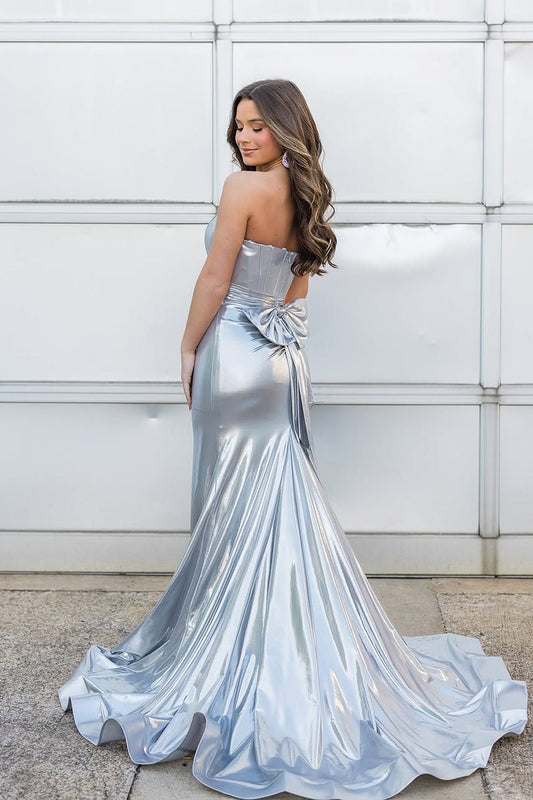 Women's Mermaid Sweetheart Prom Dresses with Slit Metallic Party Gowns HE028