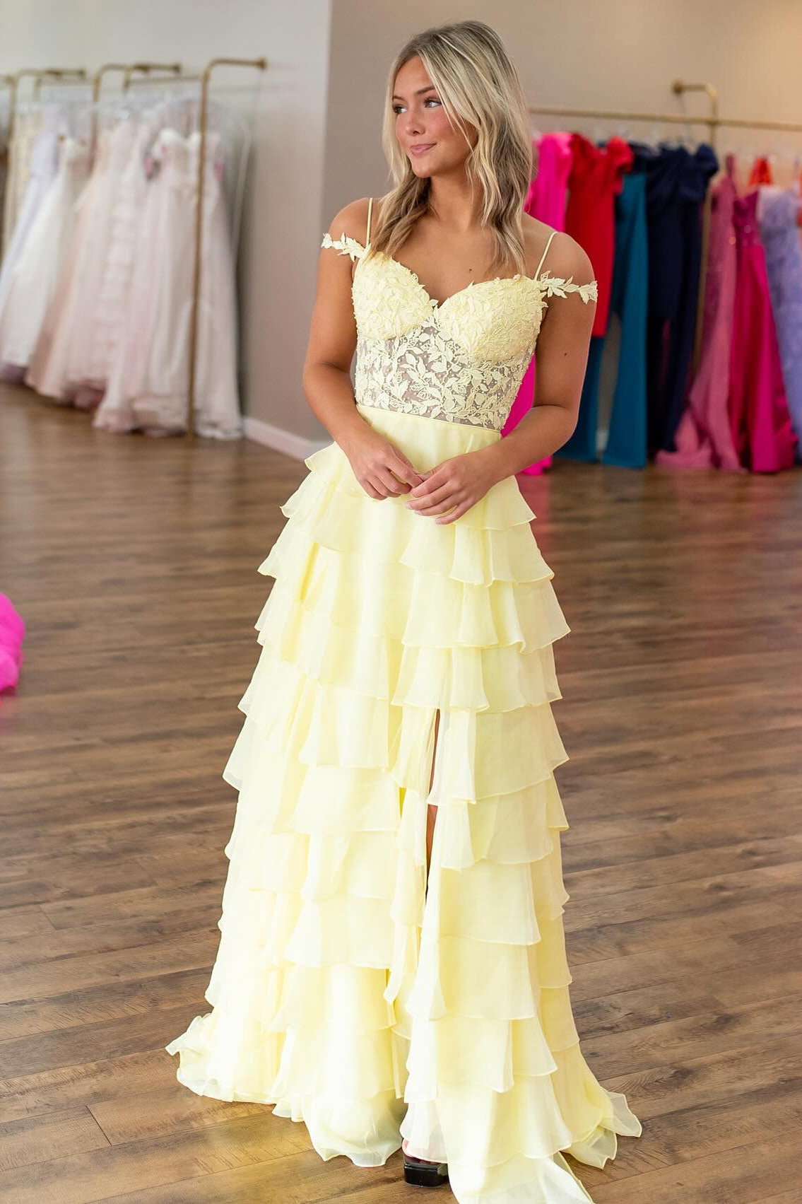 Chiffon Ruffles Prom Dresses Long Lace Appliques A Line Evening Gowns Hebebridal Chiffon Ruffles Prom Dresses Long Lace Appliques A Line Evening Gowns Hebebridal