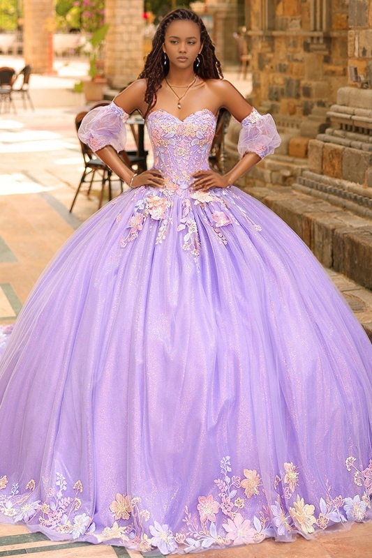 Sweetheart Ball Gown Princess Lilac Quinceanera Dresses with Detachable Sleeves HE857
