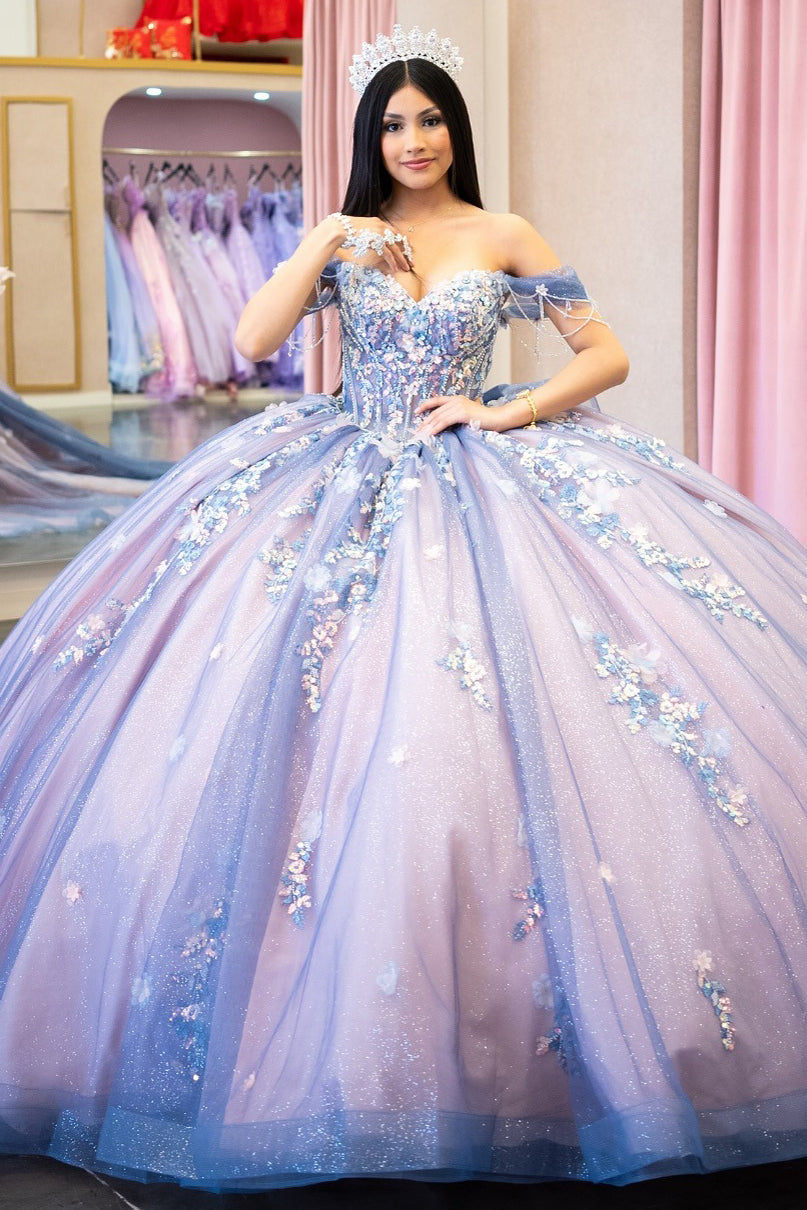 HE096-Hermosos vestidos de quinceañera de tul con hombros descubiertos y apliques de encaje, vestido de fiesta de cumpleaños con escote corazón para dulces 16