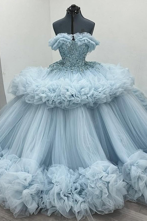 Gorgeous Tulle Ruffles Quinceanera Dresses for Sweet 16 Party Gowns HE449