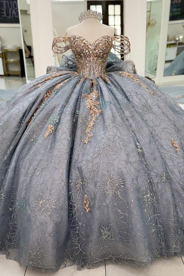 Tulle Lace Beaded Quinceanera Dresses Ball Gown Sweet 16 Birthday Dresses HE274