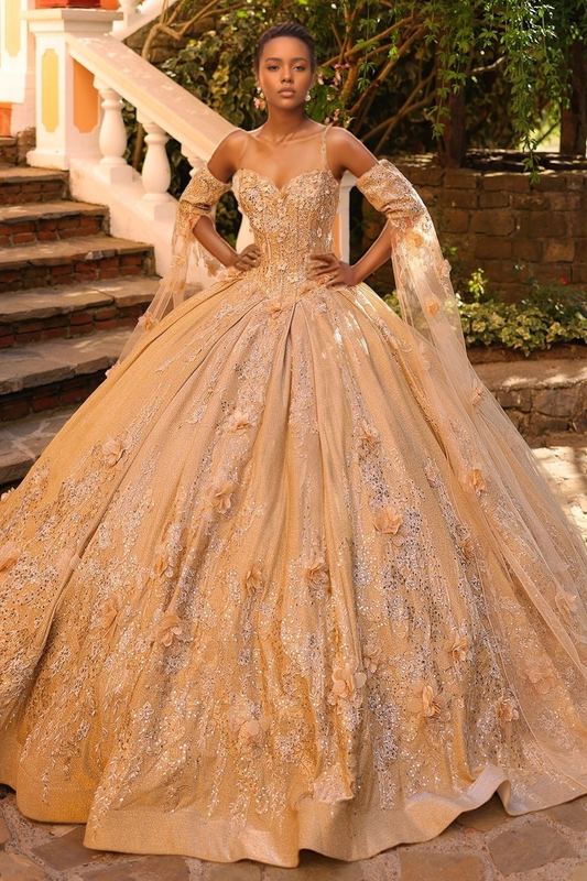 Princess Sweetheart Ball Gown Tulle 3D Flowers Quinceanera Dresses for Sweet 16 HE858