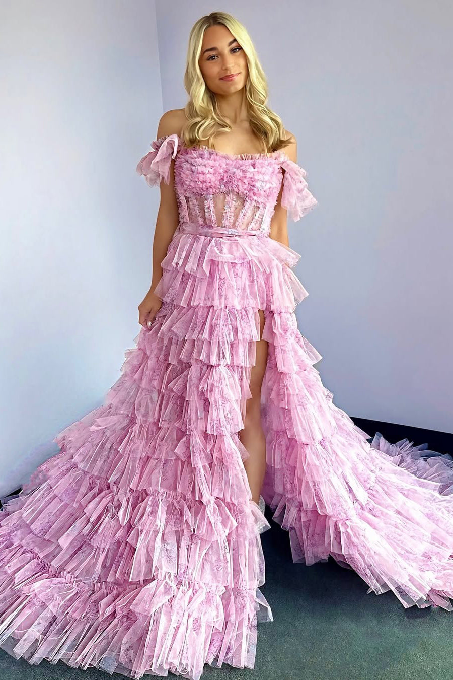 Vestidos de fiesta largos de corte A para mujer, vestidos de noche con corsé y flores, HE346