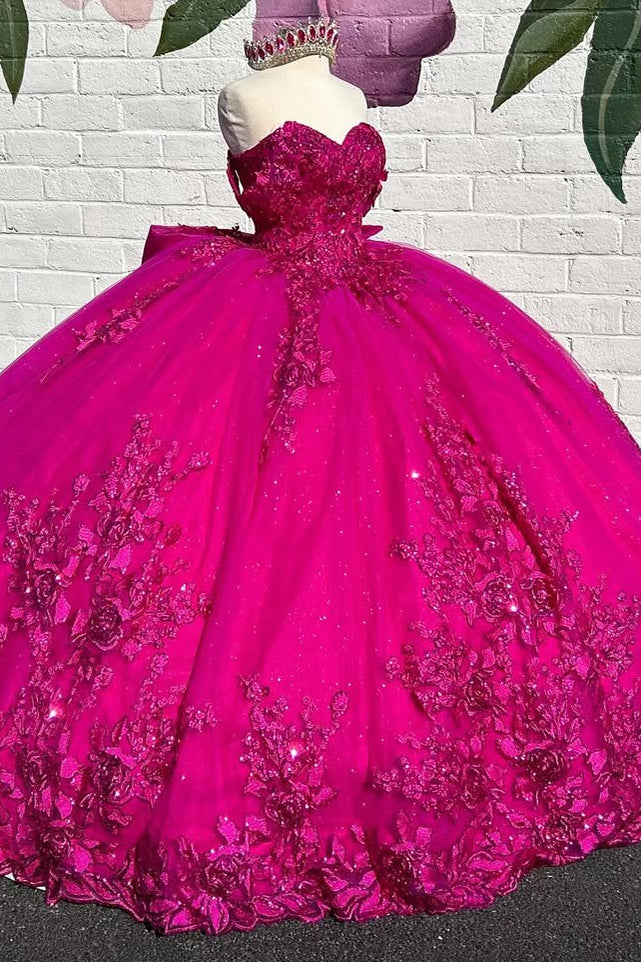 HE209-Vestido de quinceañera con escote corazón, precioso vestido de tul con apliques de encaje estilo princesa para fiesta de cumpleaños.