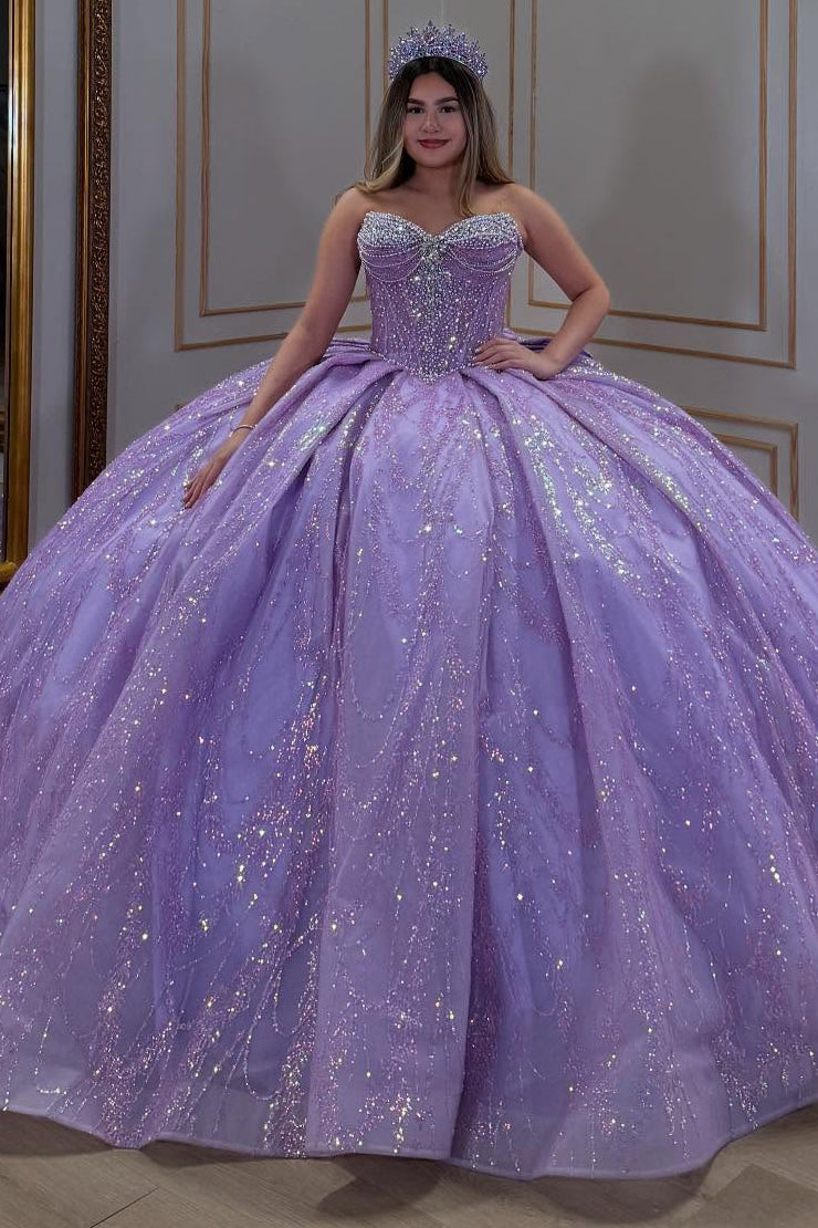 Sweetheart Glittery Sweet 16 Quinceanera Dresses Princess Sequin Beaded Party Gown HE378