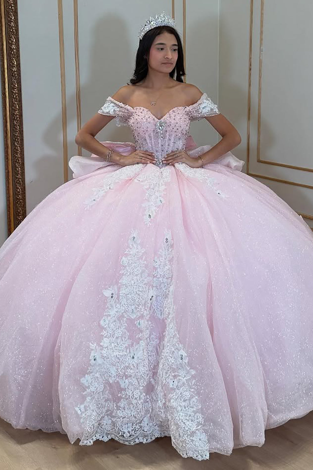 Vestidos de quinceañera con hombros descubiertos, tul princesa, apliques, vestidos de quinceañera HE530