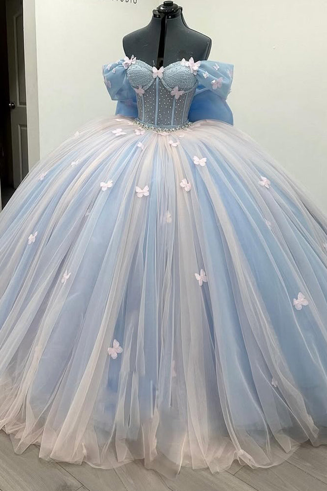 Vestidos de quinceañera con tul y flores, HE443