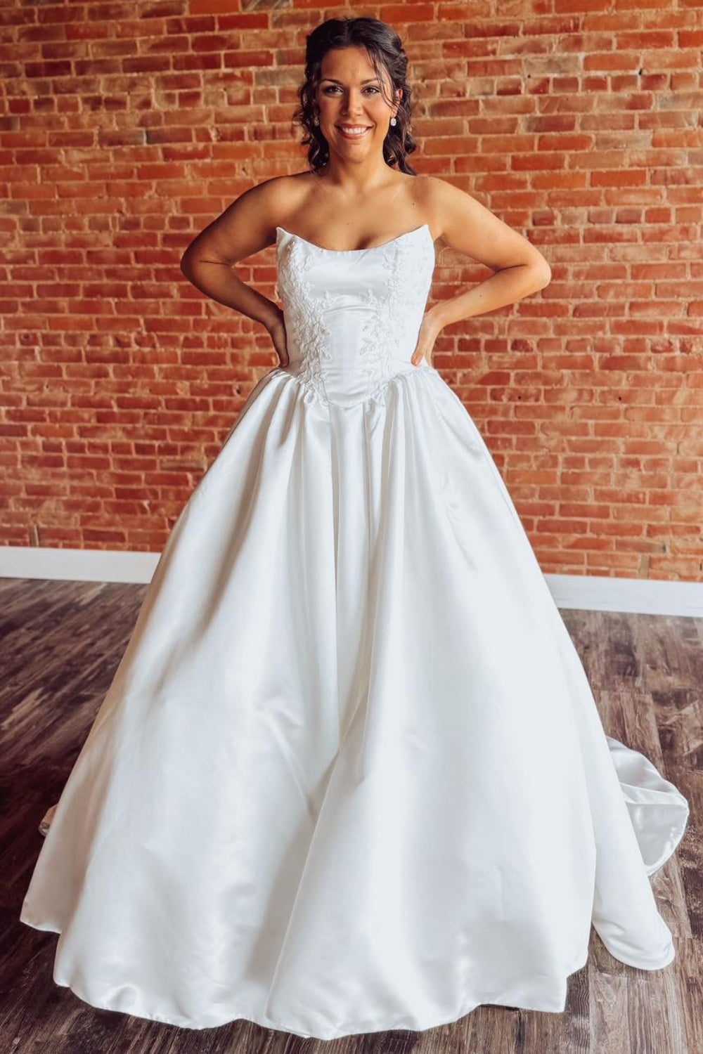 Strapless Satin Bride Wedding Dresses A Line Sweetheart Corset Wedding Hebebridal Strapless Satin Bride Wedding Dresses A Line Sweetheart Corset Wedding Hebebridal