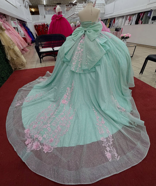 Ball Gown Lace Appliqued Princess Tulle Quinceanera Dresses for Sweet 15 HE1552