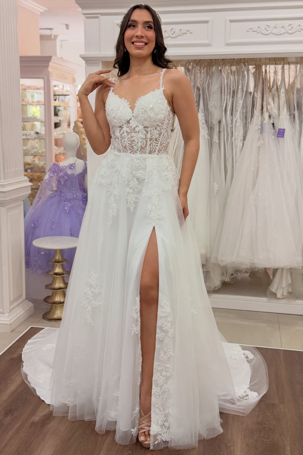 boho beach wedding dress plus size A Line Tulle Lace Dresses for Bride Brida – Hebebridal Sleeve Length Mesh Color:Honey pfid:DR00639VL-VL Wedding Guest Dress Romantic
