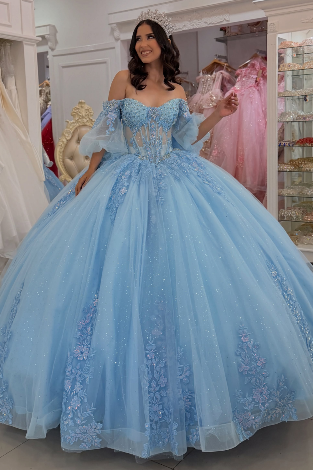 sweet 16 dresses in blue Off Shoulder Lace Appliqued Beaded Quinceanera P Color:Purple Haze this gown ensures you Red Satin Mermaid V semi-formal-dresses