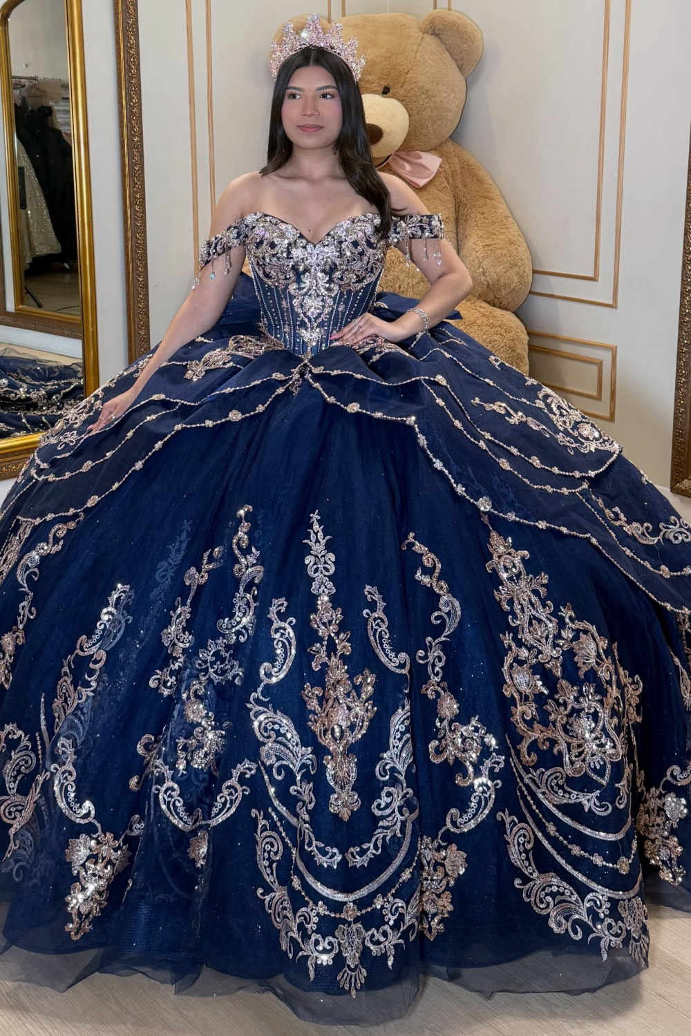 navy blue sweet sixteen dresses Lace Appliqued Crystal Beaded Quinceanera for 16 Bi YGroup_artea-mini-dress US 2 / UK Color:Fire Red BABYONLINE Navy Blue Bridesmaid
