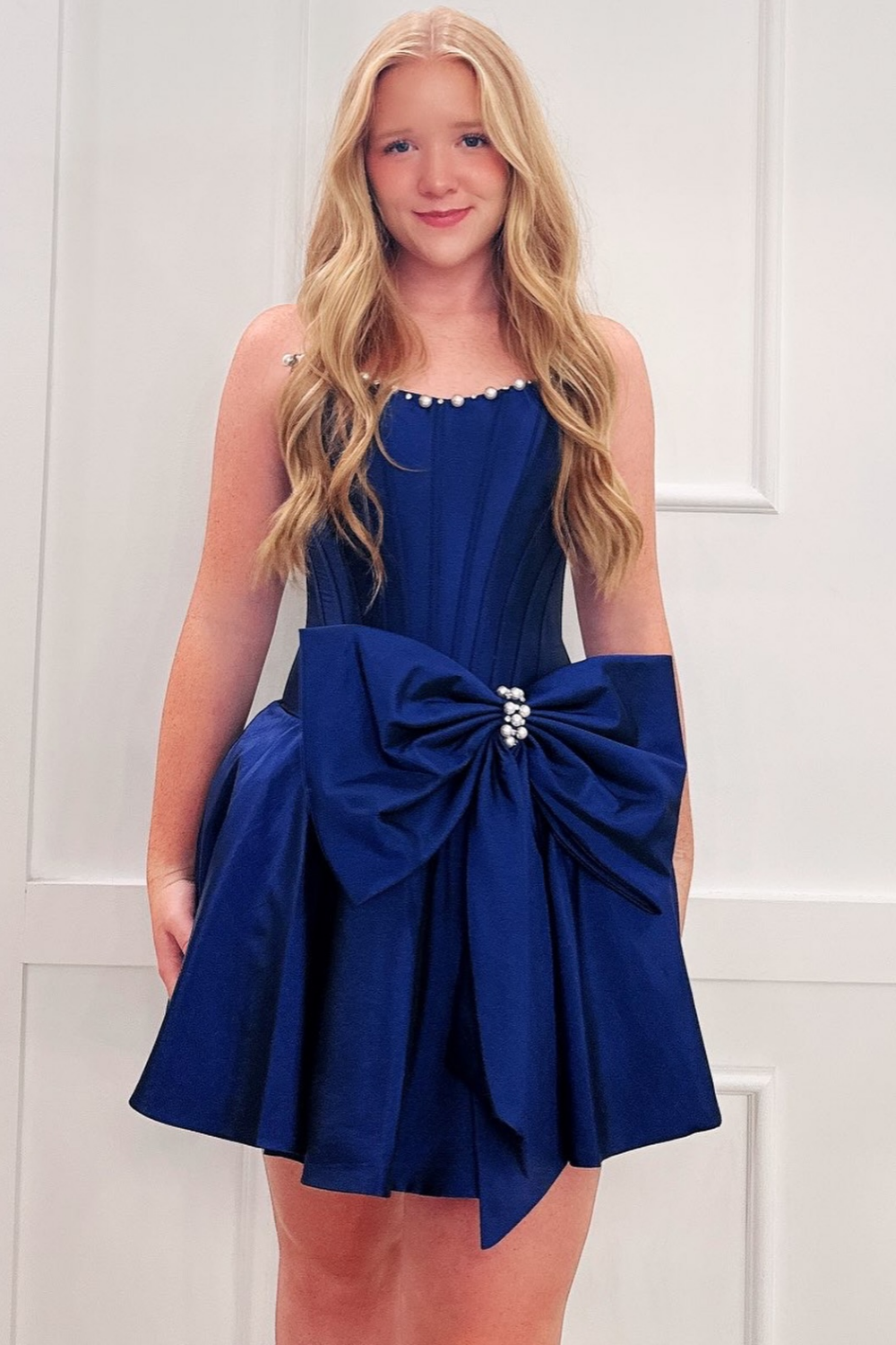 Strapless Satin Corset Homecoming Dresses A Line Short Party Gowns for