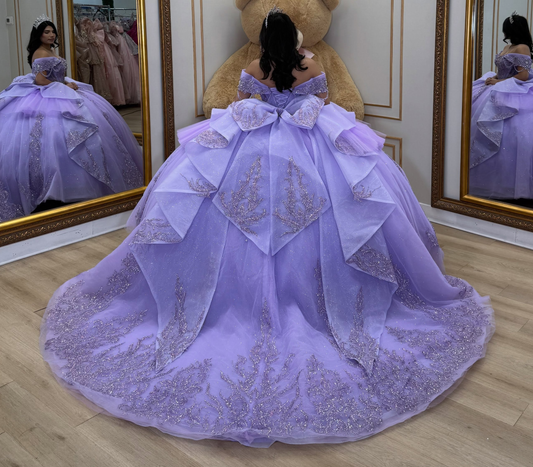 Vestidos de quinceañera con hombros descubiertos, tul princesa, apliques, vestidos de quinceañera HE530