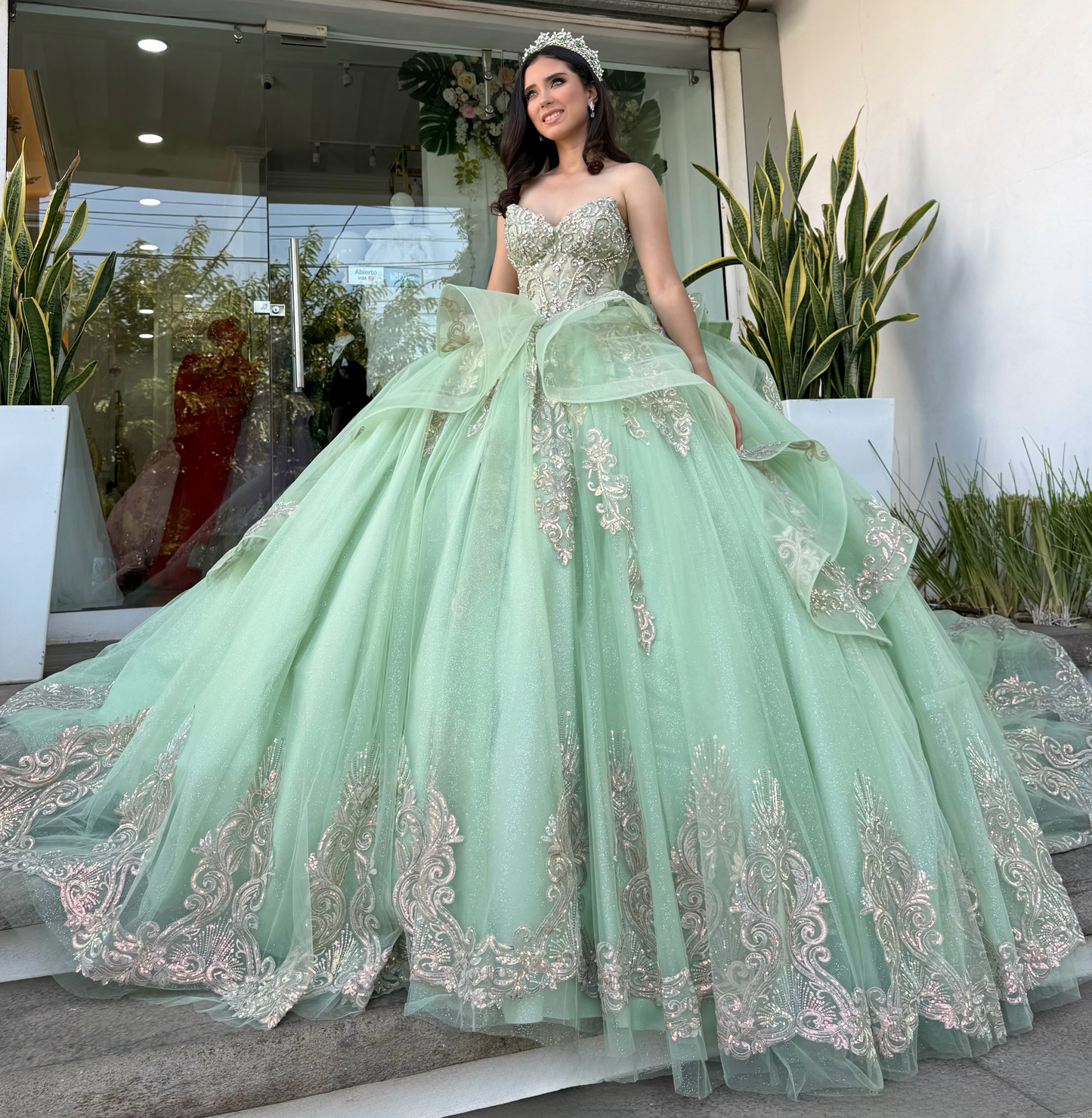 Vestidos de quinceañera con hombros descubiertos, tul princesa, apliques, vestidos de quinceañera HE530