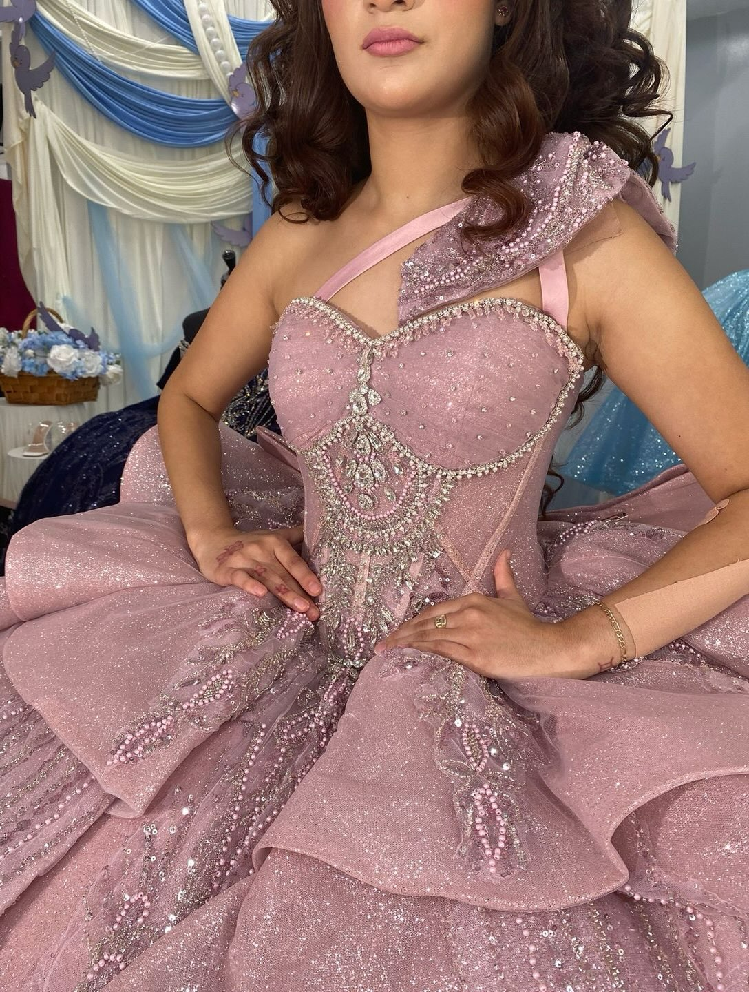 Vestidos de quinceañera con hombros descubiertos, tul princesa, apliques, vestidos de quinceañera HE530