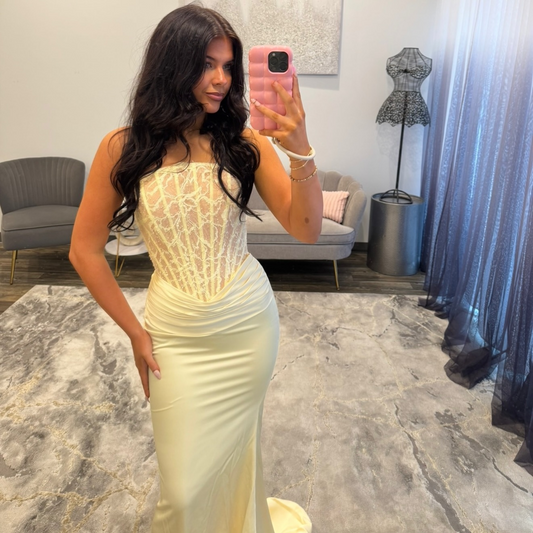 Satin Sweetheart Lace Corset Homecoming Dresses Strapless Sheath Party Gowns for Women HE1946