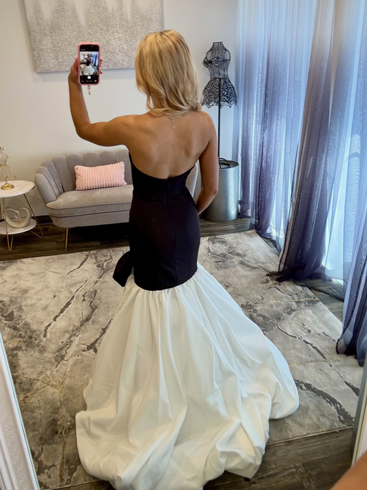 Vestido de noche largo de sirena con un hombro descubierto y lentejuelas brillantes, HE370