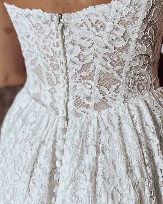 A Line Boho Wedding Dresses Lace Sweetheart Beach Bridal Wedding Gowns for Women HE1980