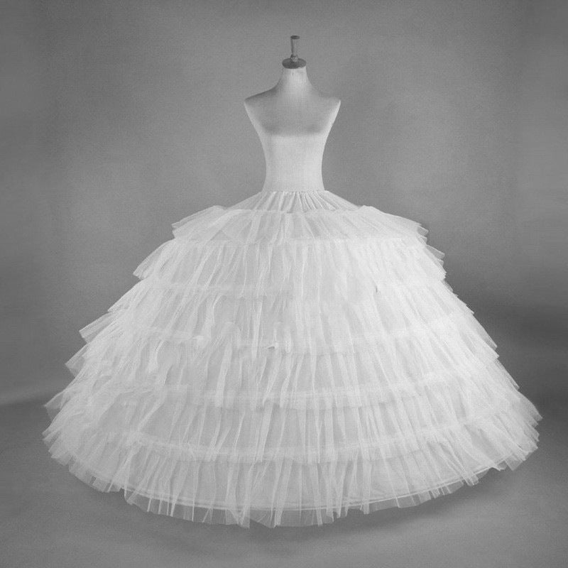 HE289 - Enaguas gigantes hinchadas con 6 anillas de acero para vestidos de quinceañera, de gasa de 6 capas, hasta el suelo.