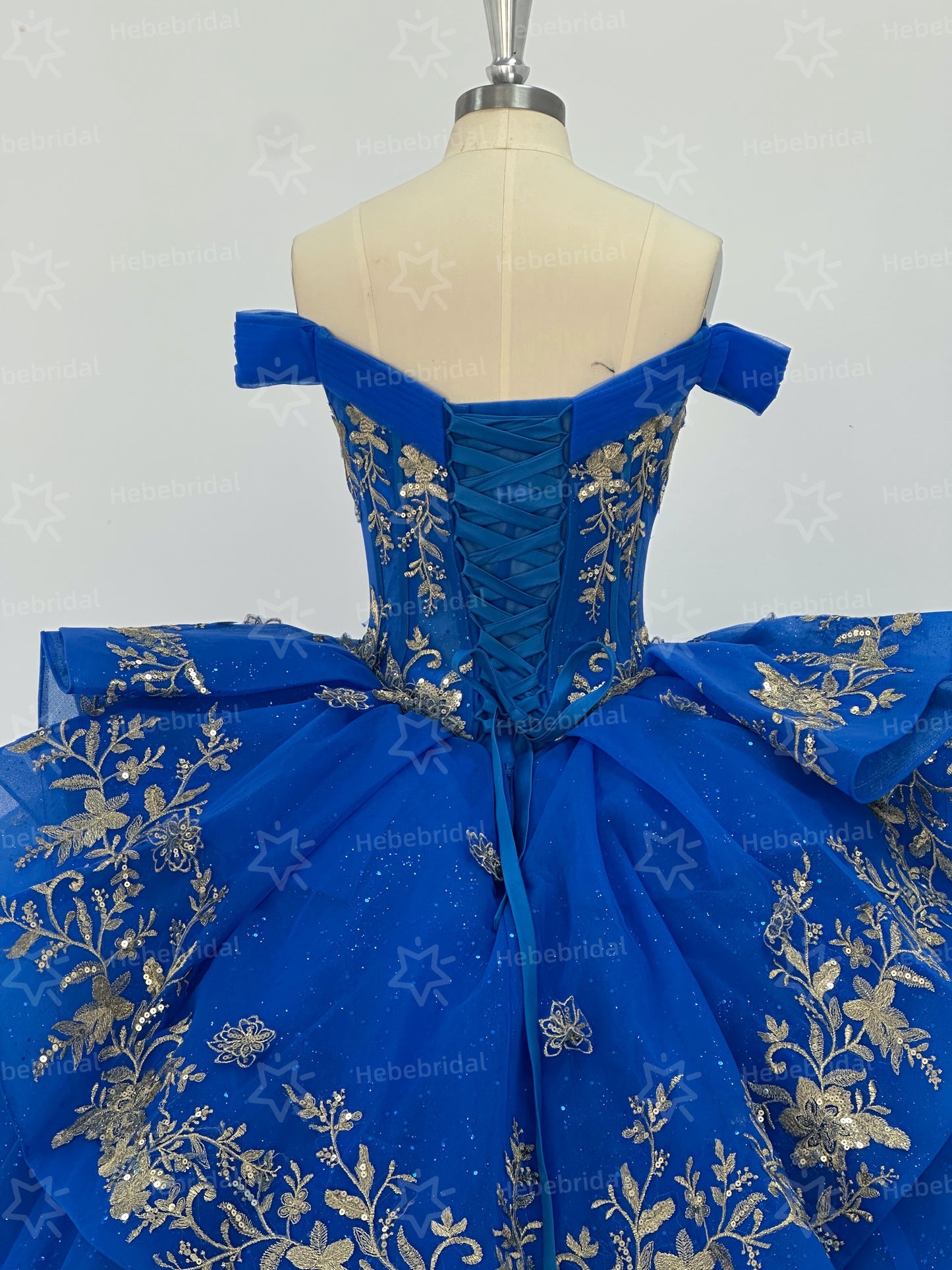 Off Shoulder Sweet 16 Quinceanera Dresses Tulle Appliqued Ruffled Party Dresses HE1197