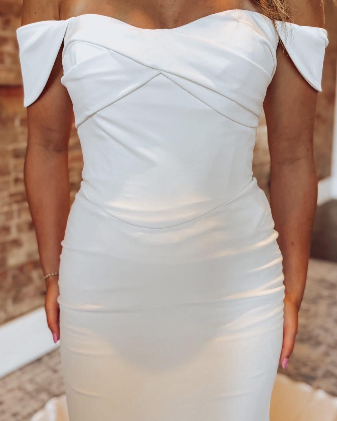 Women's Off Shoulder Mermaid Satin Wedding Dresses Simple Boho Bridal Wedding Gowns HE1148