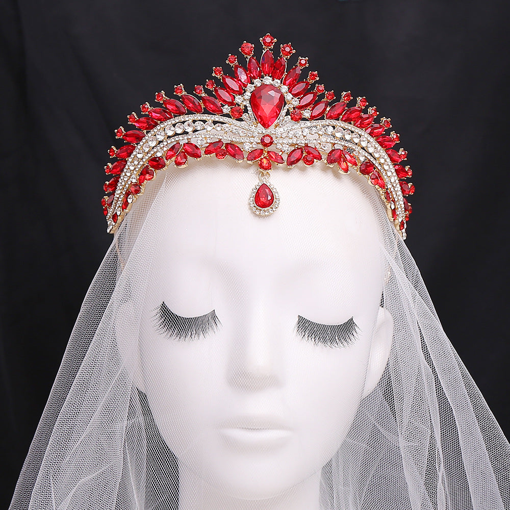 HE300-Crystal Crown for Women Princess Tiaras Rhinestone Bridal Hair Accessories Sweet 16 Birthday Quinceanera Photo Props