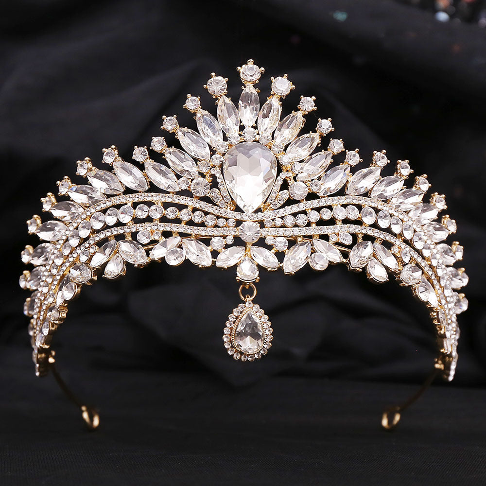 HE300-Crystal Crown for Women Princess Tiaras Rhinestone Bridal Hair Accessories Sweet 16 Birthday Quinceanera Photo Props
