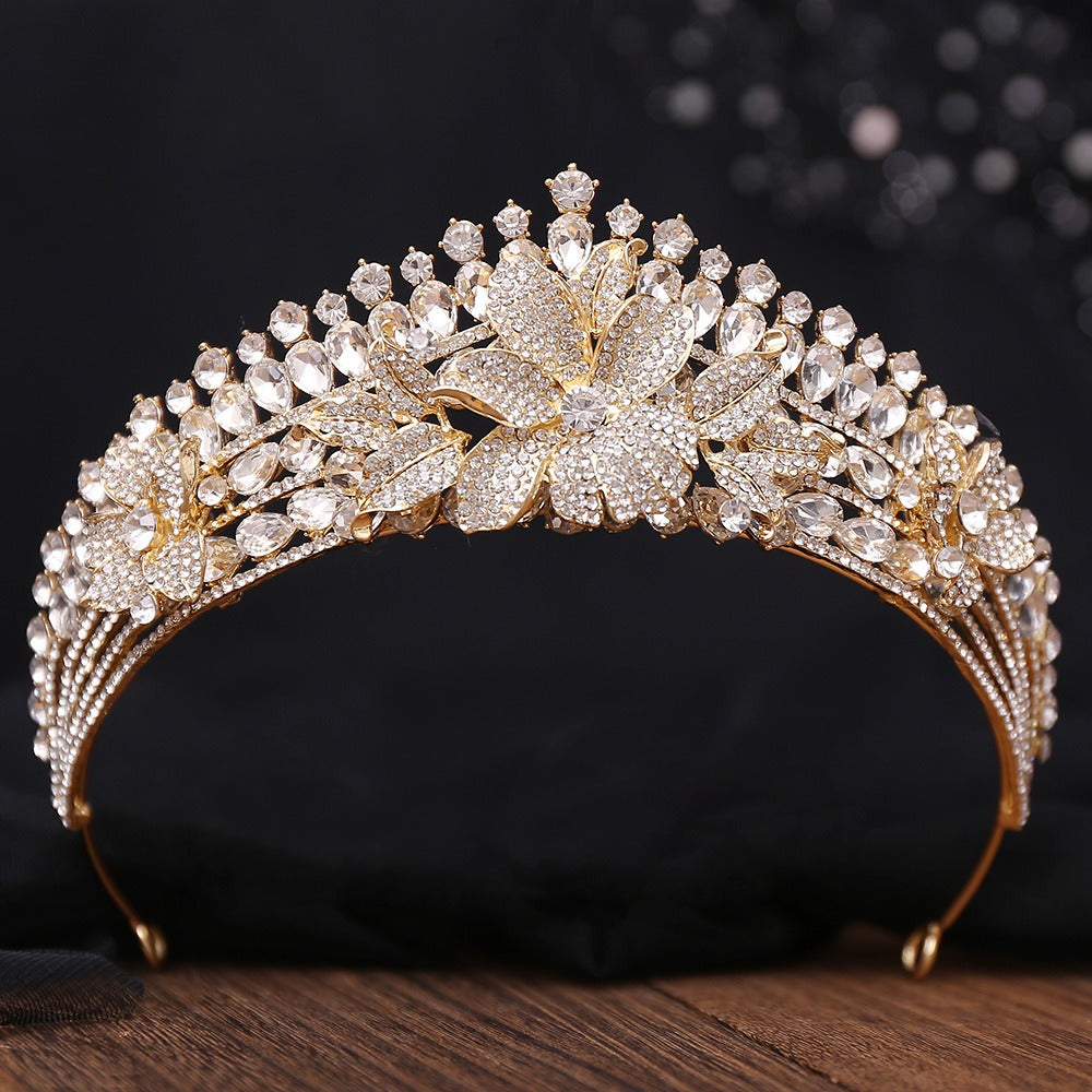 HE297-Women's Crystal Princess Crown Wedding Birthday Prom Bridal Hair Accessories Rhinestone Queen Tiaras Headband