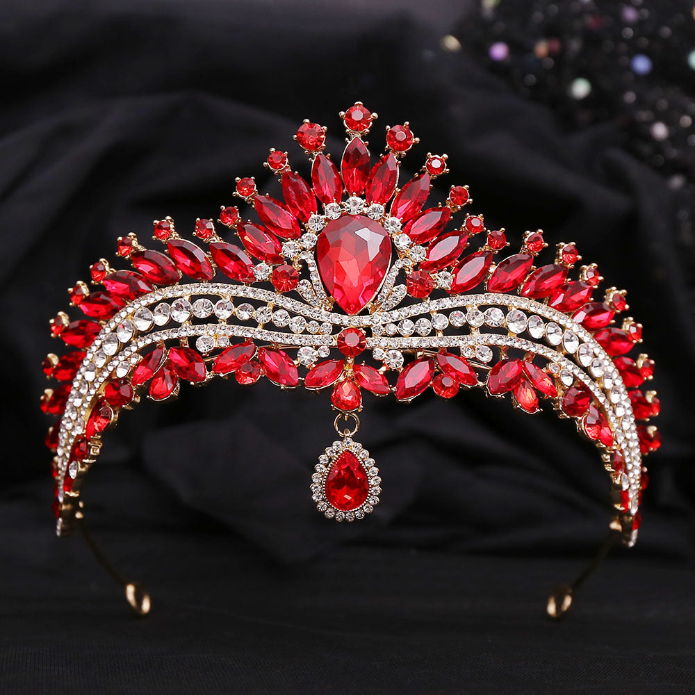 HE300-Crystal Crown for Women Princess Tiaras Rhinestone Bridal Hair Accessories Sweet 16 Birthday Quinceanera Photo Props