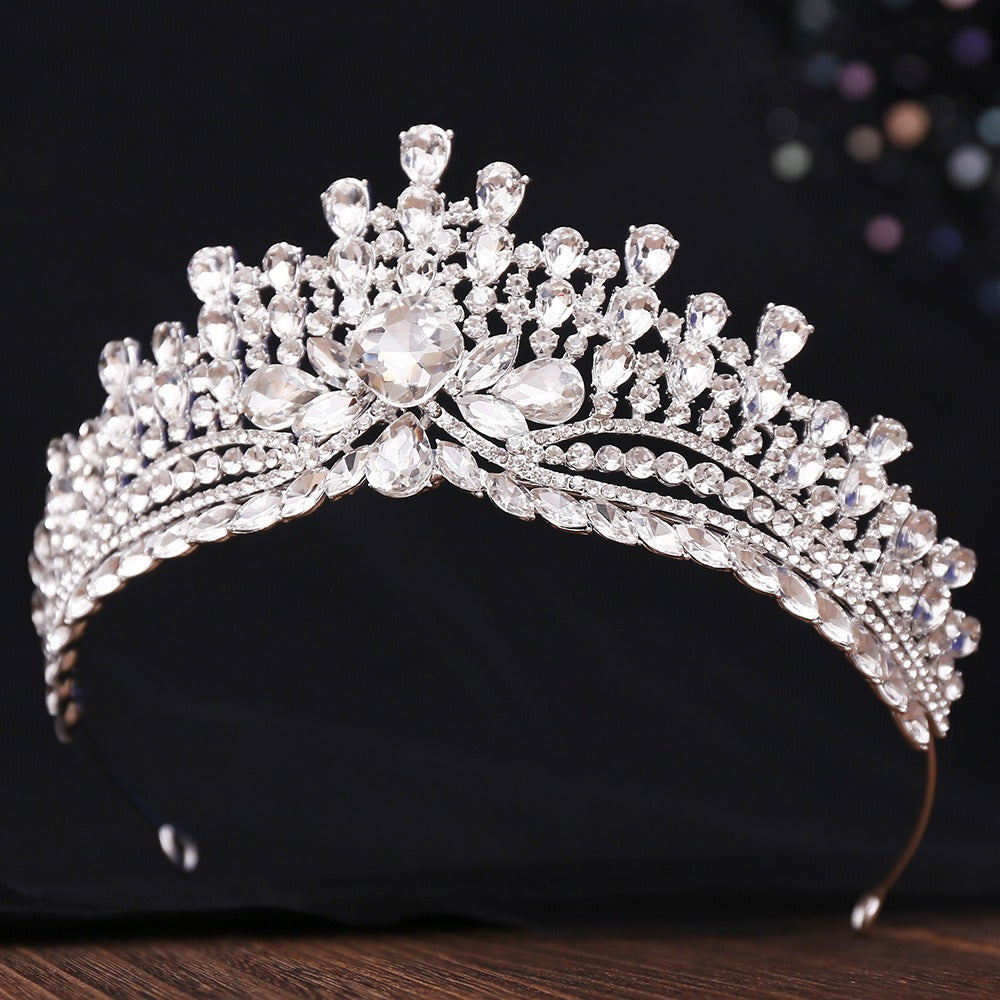 HE295-Corona de princesa de cristal con diamantes de imitación, tiara de reina, diadema para boda, cumpleaños, graduación, accesorios para el cabello de novia para mujer