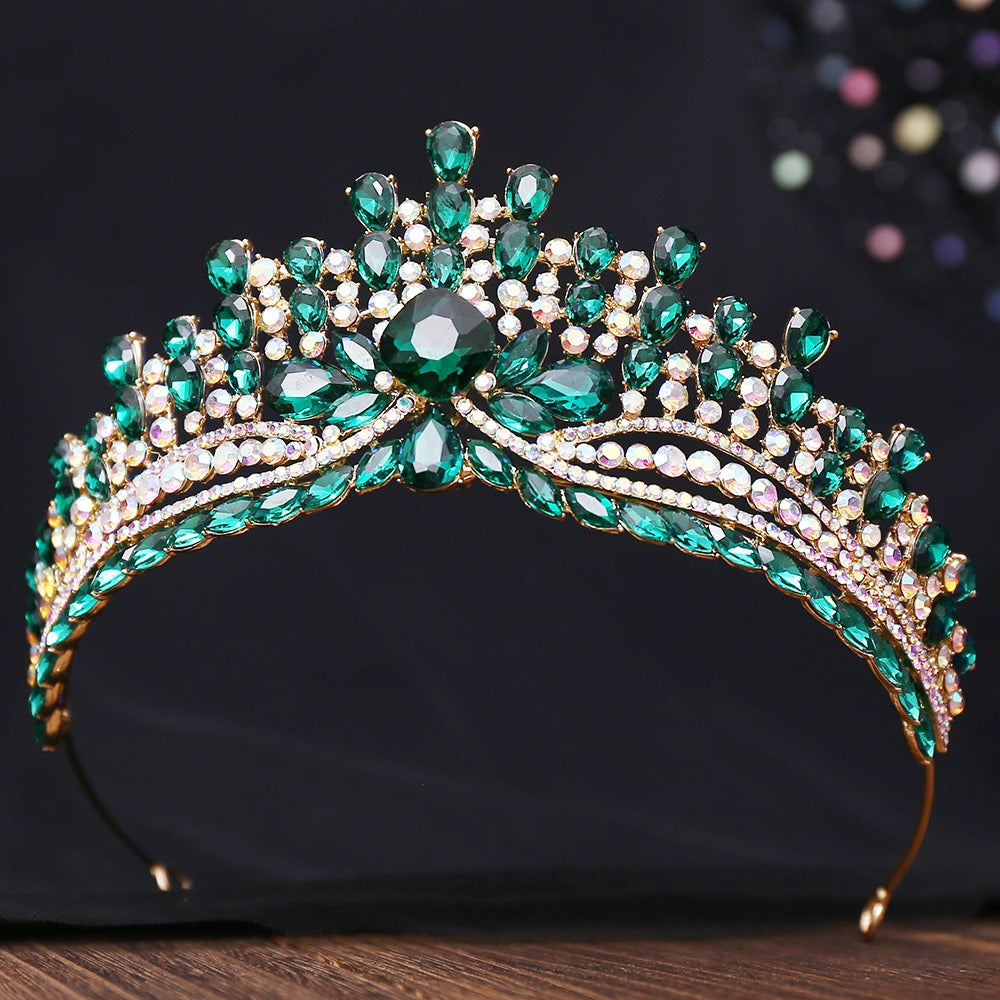 HE295-Corona de princesa de cristal con diamantes de imitación, tiara de reina, diadema para boda, cumpleaños, graduación, accesorios para el cabello de novia para mujer