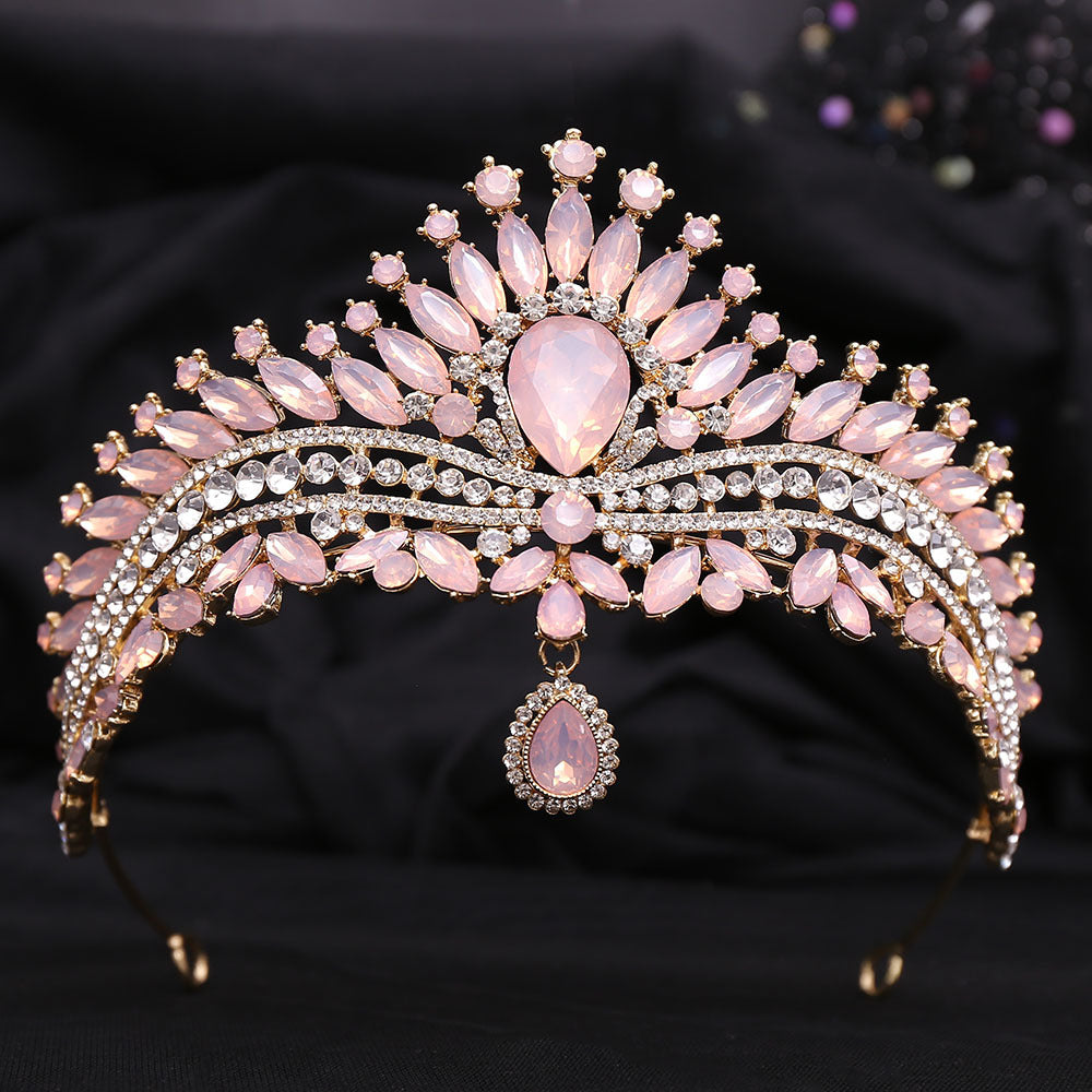 HE300-Crystal Crown for Women Princess Tiaras Rhinestone Bridal Hair Accessories Sweet 16 Birthday Quinceanera Photo Props