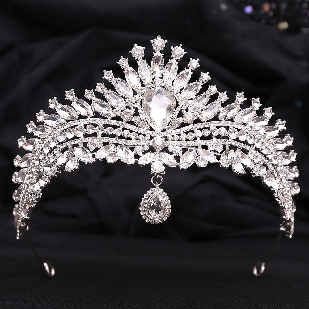 HE300-Crystal Crown for Women Princess Tiaras Rhinestone Bridal Hair Accessories Sweet 16 Birthday Quinceanera Photo Props