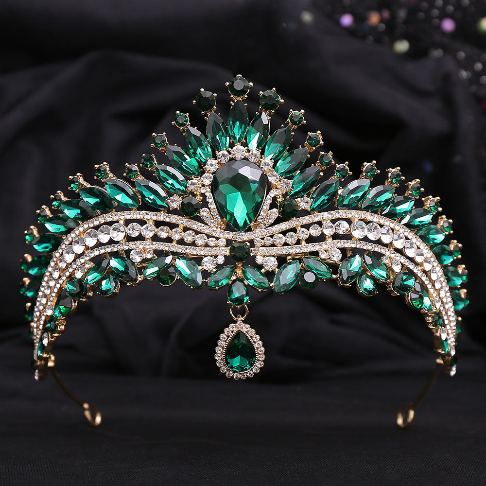 HE300-Crystal Crown for Women Princess Tiaras Rhinestone Bridal Hair Accessories Sweet 16 Birthday Quinceanera Photo Props