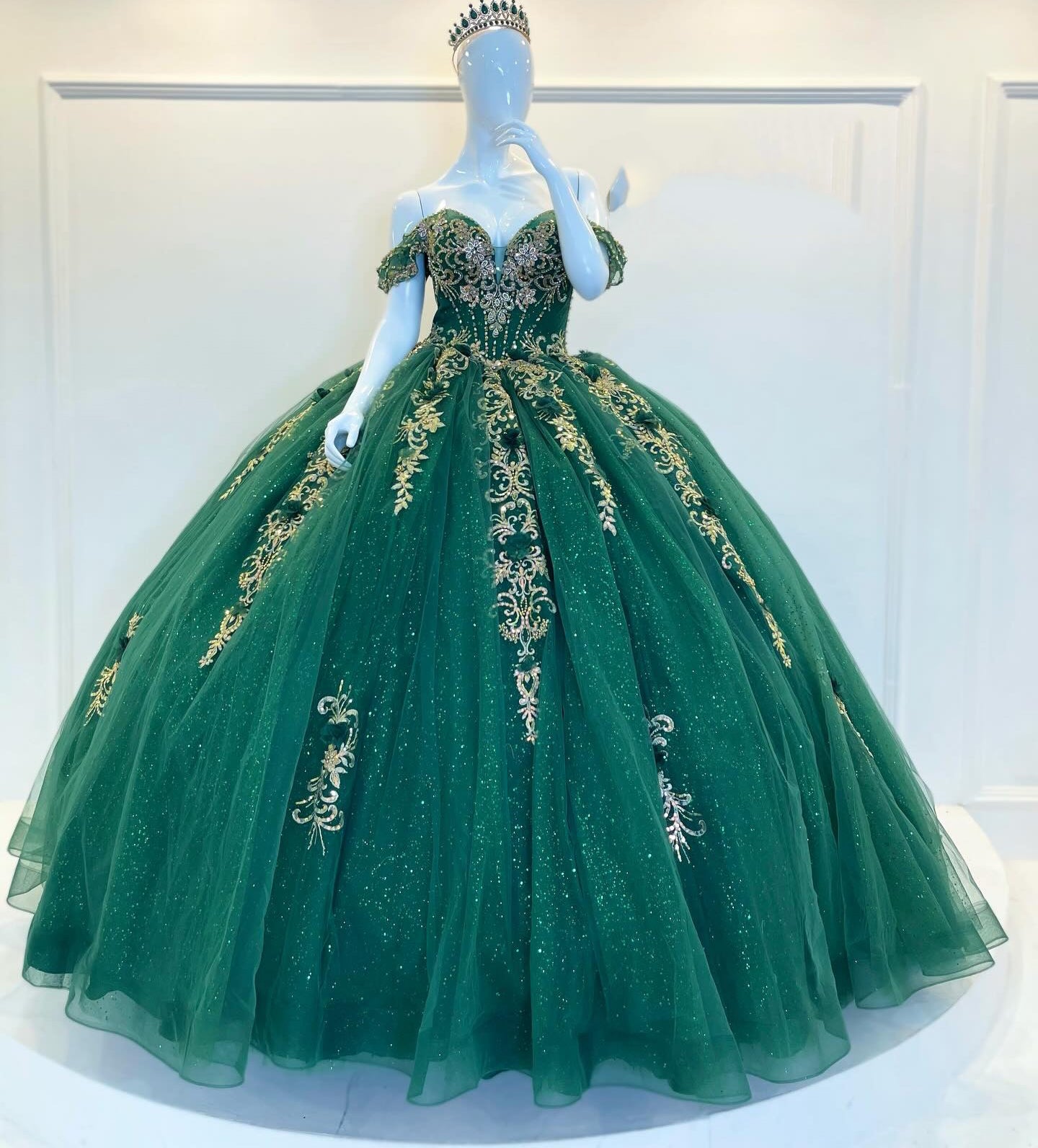 Off Shoulder Green Quinceanera Dresses Princess Ball Gown Sweet 16 Birthday Dresses HE1367