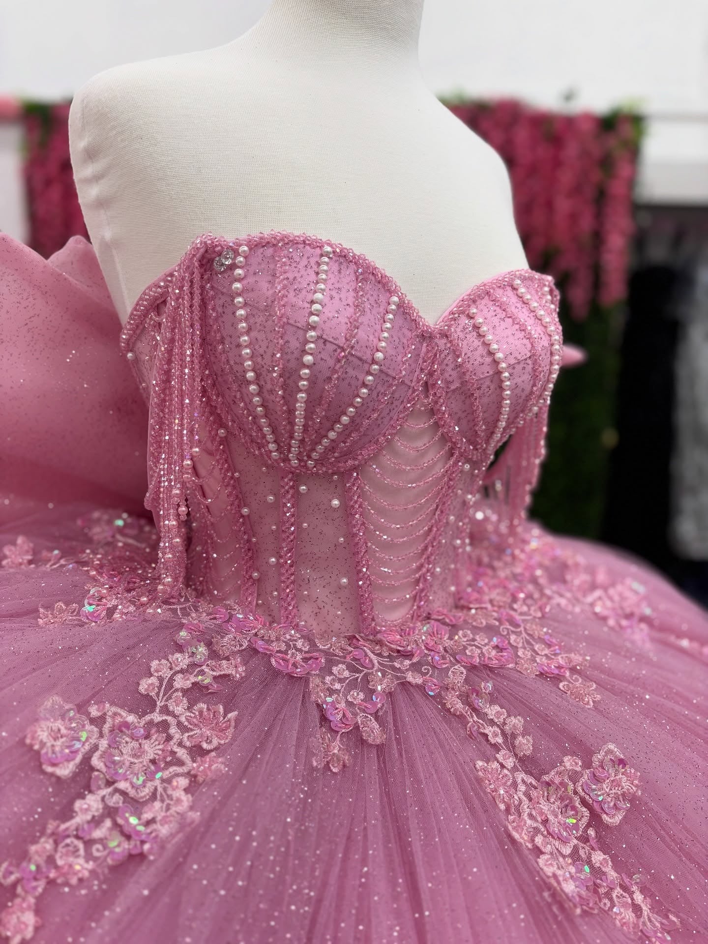 Tulle Ruffled Ball Gown Pink Quinceanera Dresses Gorgeous Sweet 16 Birthday Dress HE1224