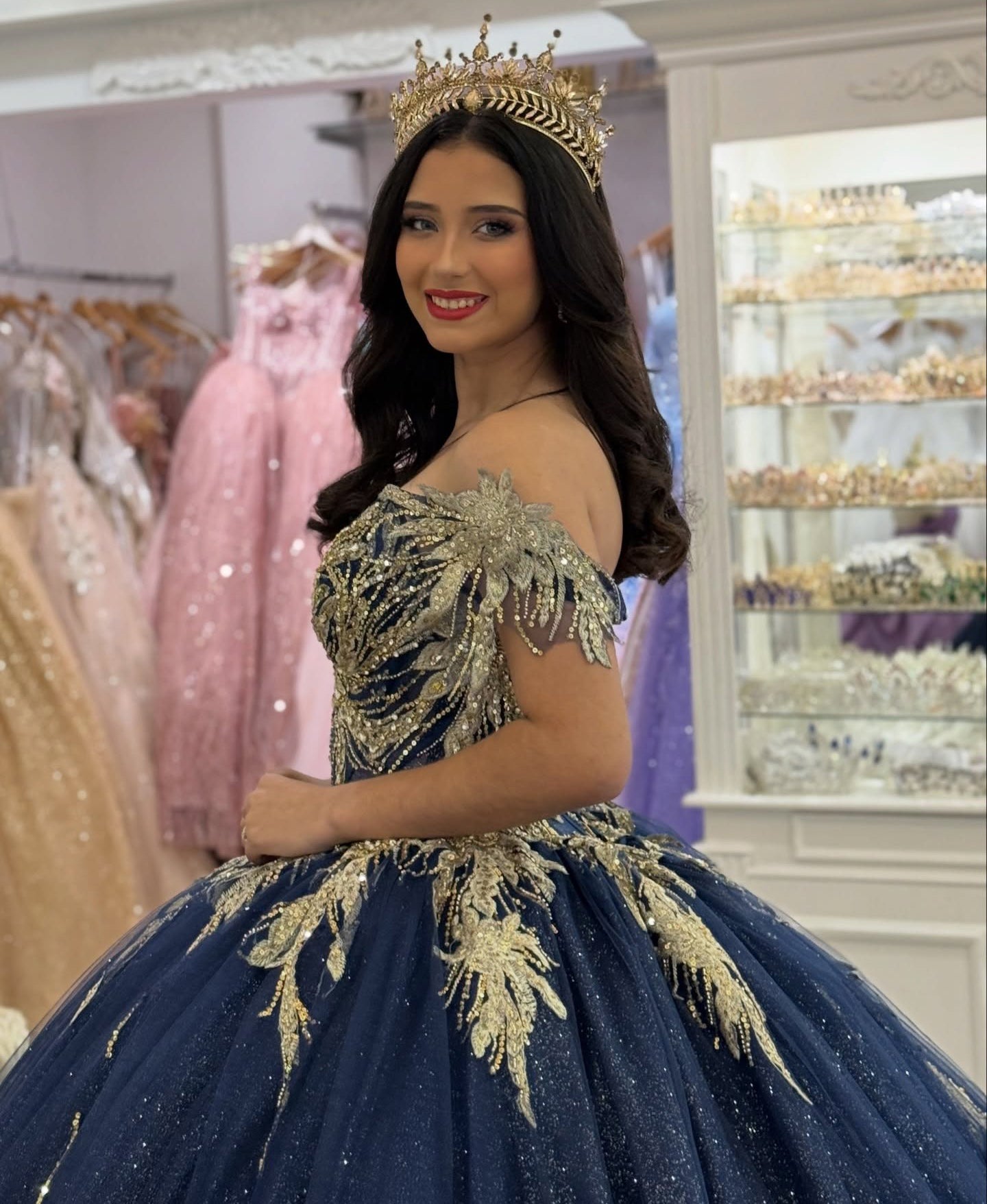 Off Shoulder Lace Appliqued Quinceanera Dresses Sweet 16 Princess Birthday Gowns HE1226