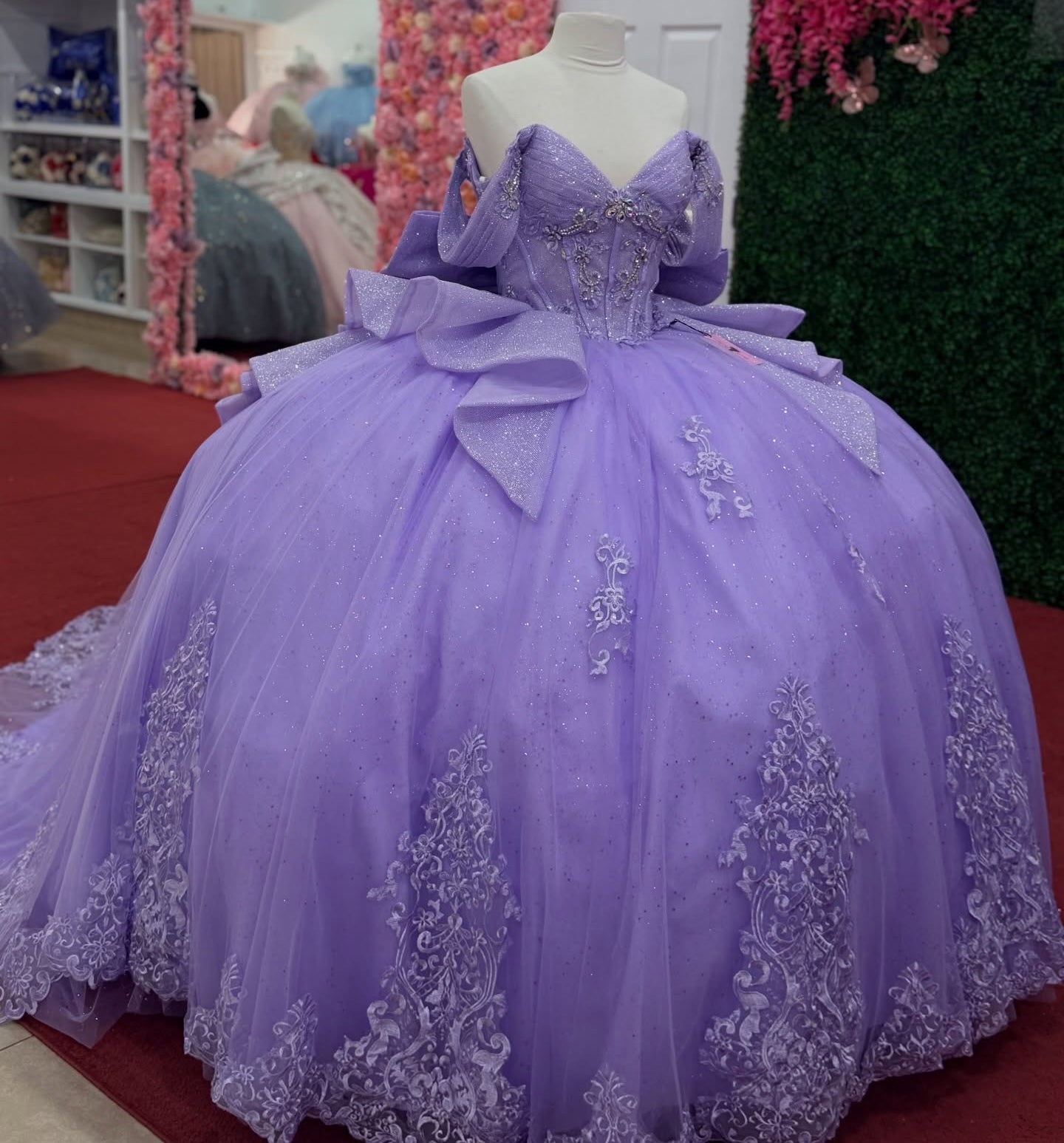 Princess Tulle Lace Appliqued Lilac Quinceanera Dresses Sweet 16 Birthday Party Gowns HE1396