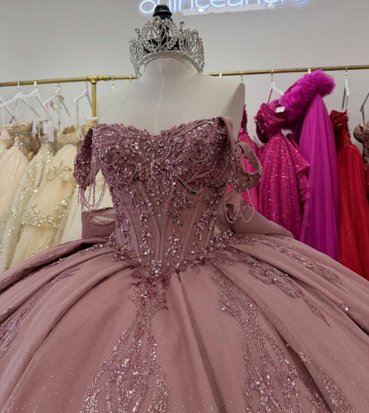 Princess Off Shoulder Tulle Beaded Quinceanera Dresses Sweet 15 Birthday Party Gown HE1290