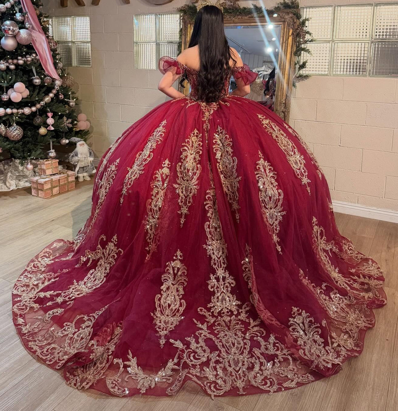 Off Shoulder Lace Appliqued Red Quinceanera Dresses Sweet 16 Party Gowns for Juniors HE1264