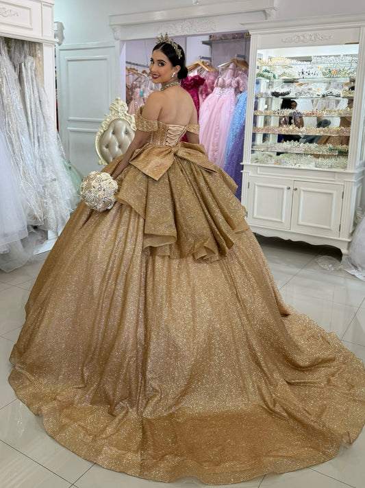 Off Shoulder Glittery Tulle Quinceanera Dresses Ball Gown Sweet 16 Birthday Party Dress HE1232