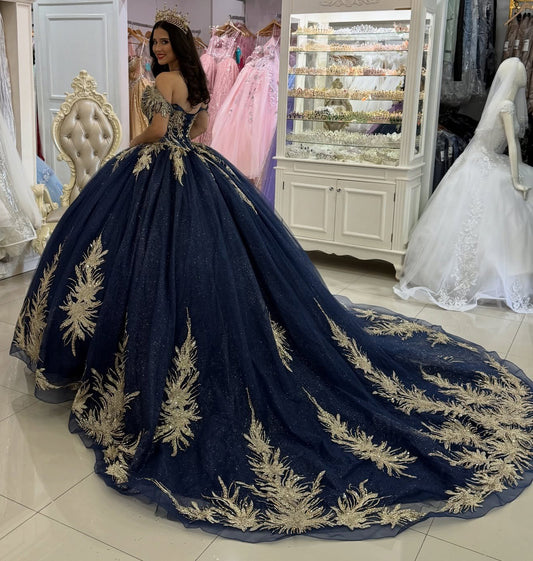 Off Shoulder Lace Appliqued Quinceanera Dresses Sweet 16 Princess Birthday Gowns HE1226