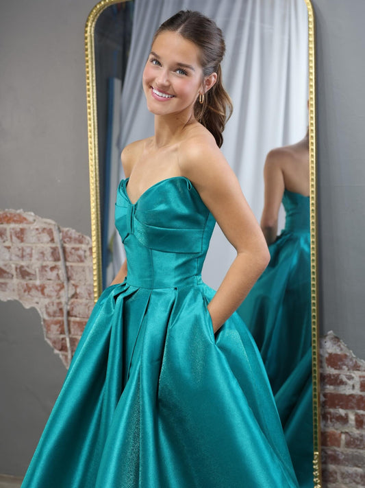 Vestido de noche largo de sirena con un hombro descubierto y lentejuelas brillantes, HE370