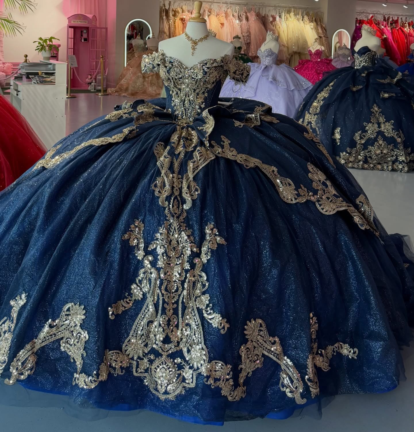 Ball Gown Princess Lace Appliqued Quinceanera Dresses Sweet 16 Birthday Photoshoot Gown HE1306