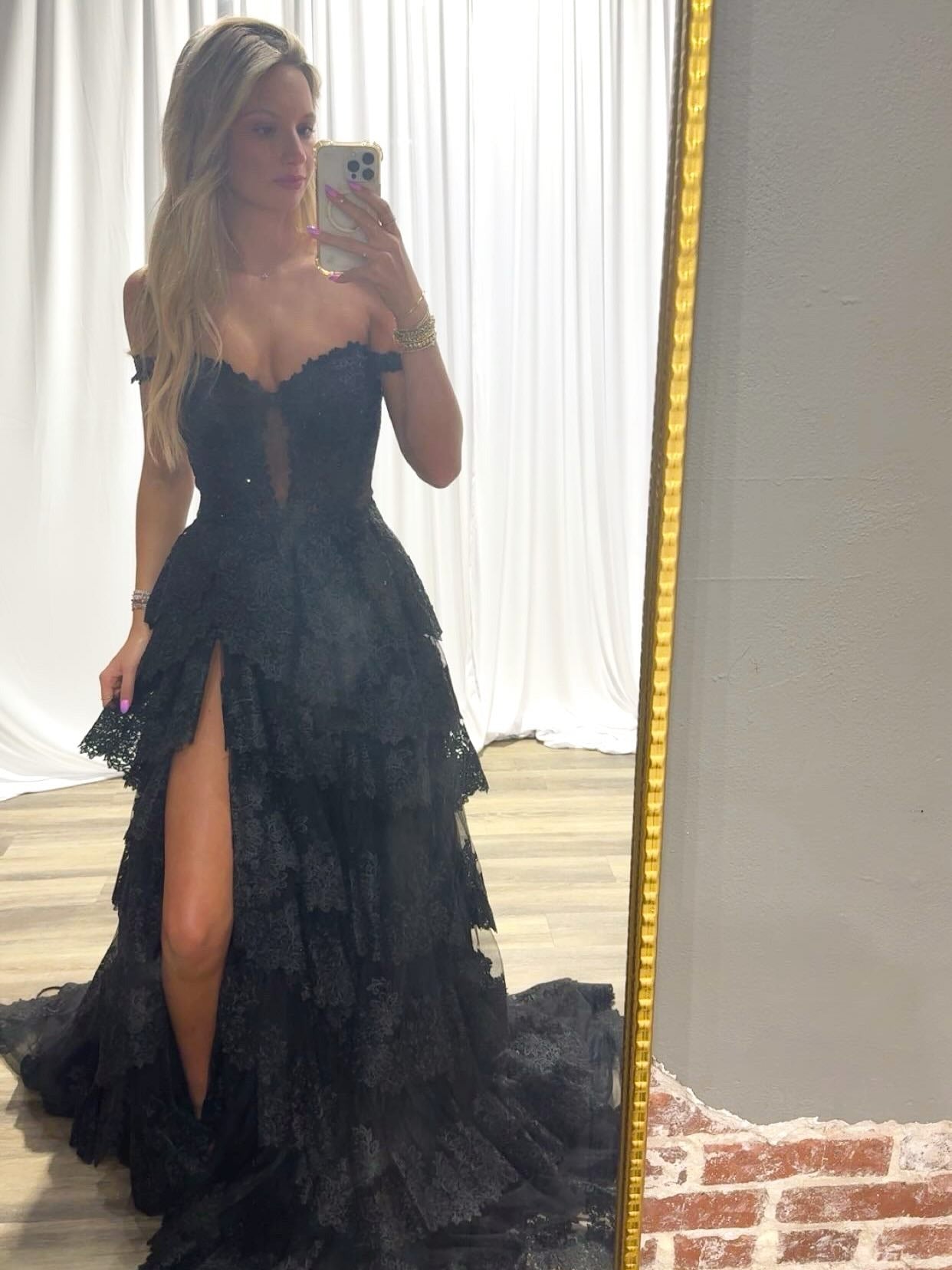 Vestido de noche largo de sirena con un hombro descubierto y lentejuelas brillantes, HE370