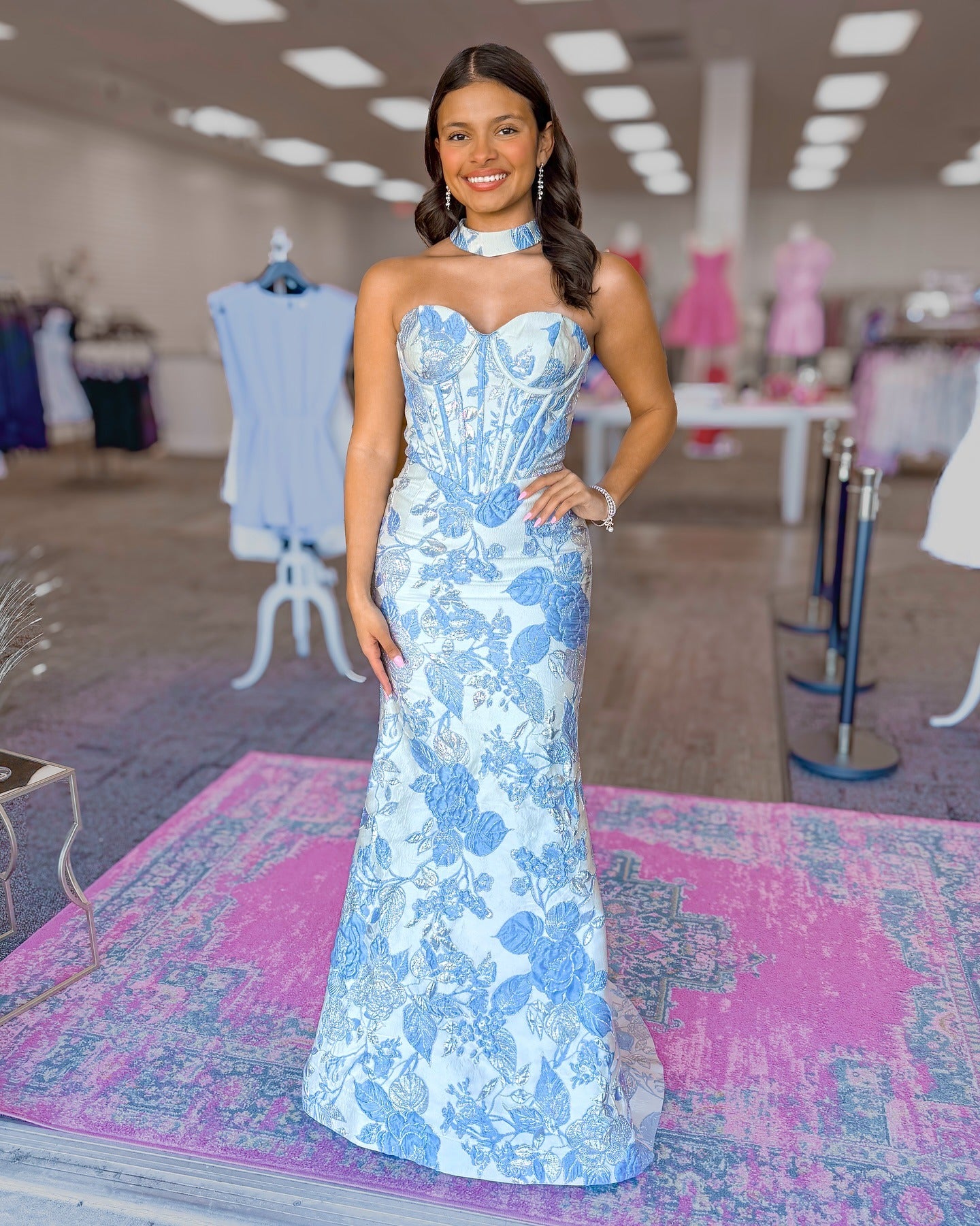 Mermaid Sweetheart Floral Print Prom Dresses Long Satin Corset Party Gowns for Women HE1370