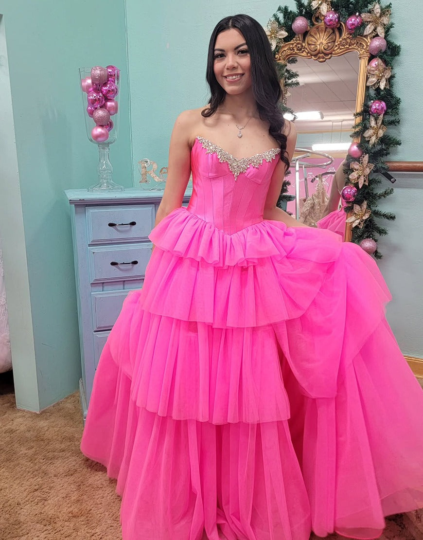 fuchsia corset prom dress Jovani 40452 Size 6 Fuchsia Corset Satin Dress Formal Prom Pageant Glass Slipper Formals