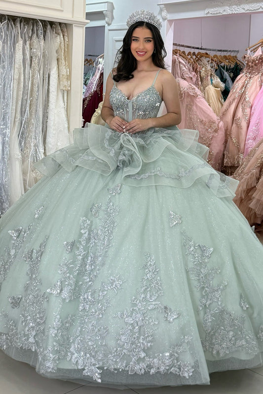Ball Gown Princess Sweetheart Quinceanera Dresses Sage Green Sweet 16 Birthday Party Gowns HE1002